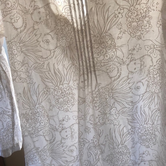 Lilly Pulitzer Sarasota White Beaded Pleated Patterned Tunic Top XS Blouse - Picture 7 of 16